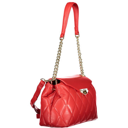 Red Polyurethane Women Shoulder Bag