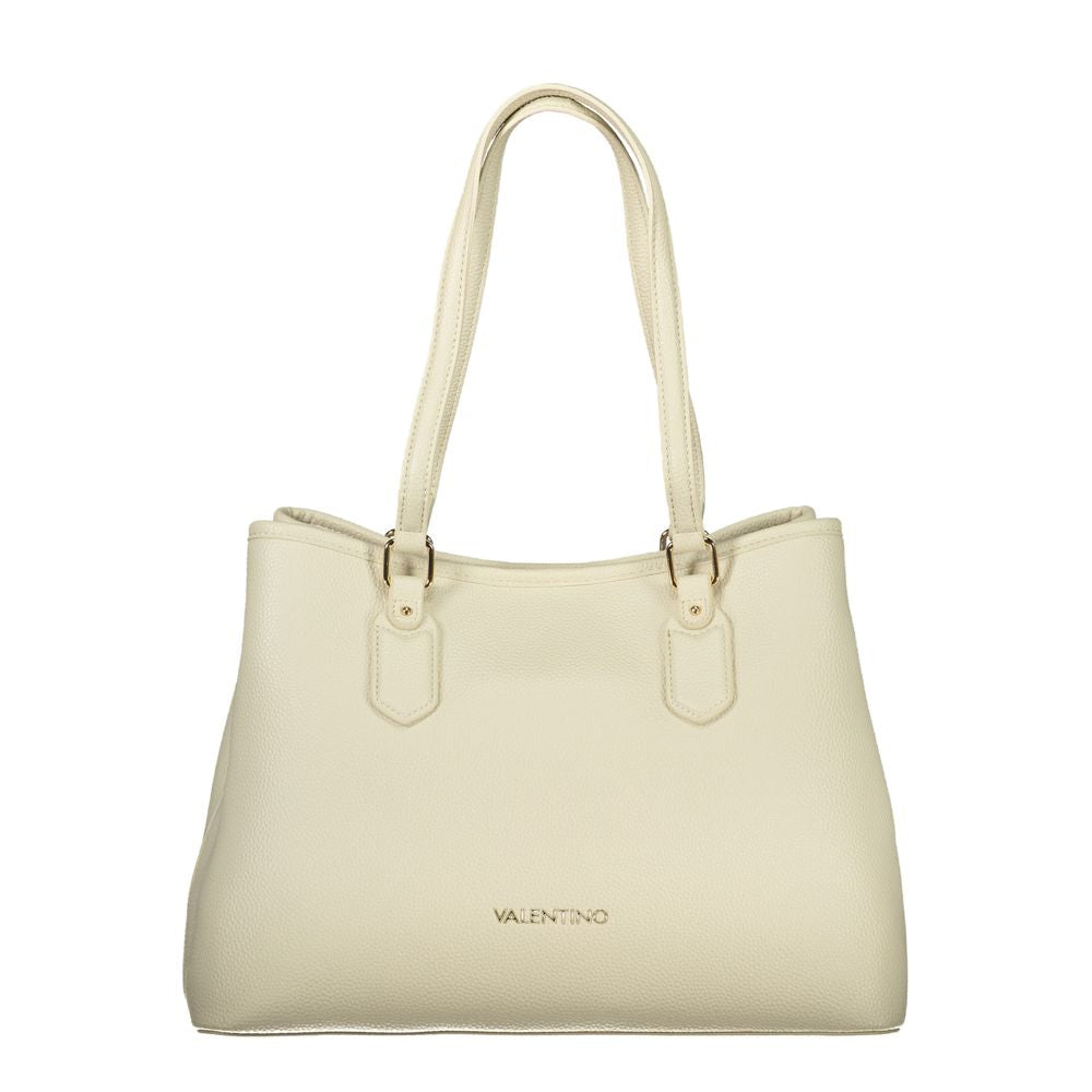 Beige Polyurethane Women Handbag