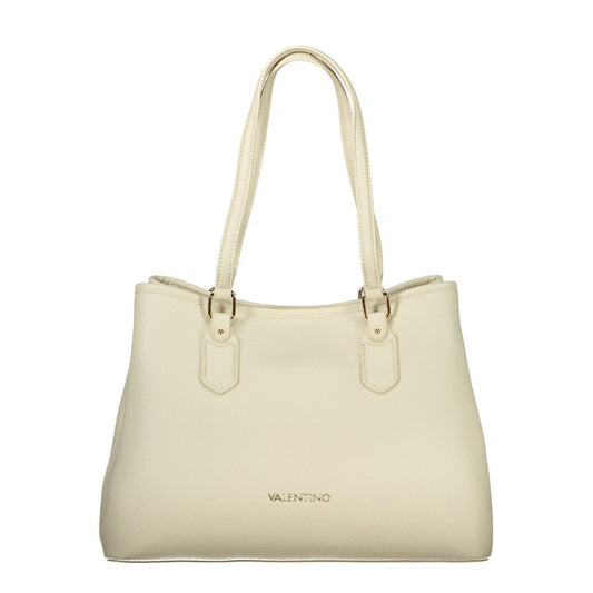 Beige Polyurethane Women Handbag