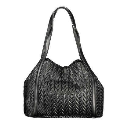 Black Polyurethane Women Shoulder Bag