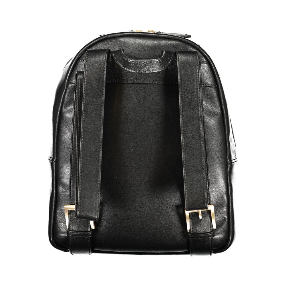 Black Polyurethane Women Backpack