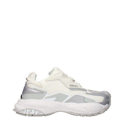 White Fabric Chunky Sneakers