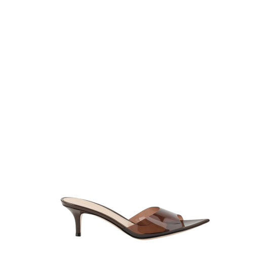 Brown Polyurethane Stiletto Heel Sandals