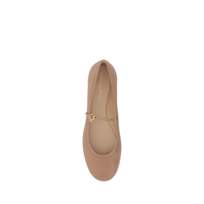 Beige Calf Leather Bos Taurus Ballet Flats