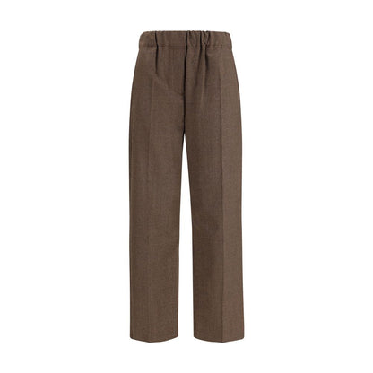 Brown Wool Casual Pants