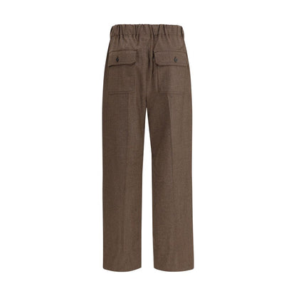 Brown Wool Casual Pants