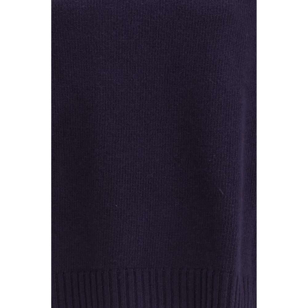 Blue Fleece Wool Turtleneck