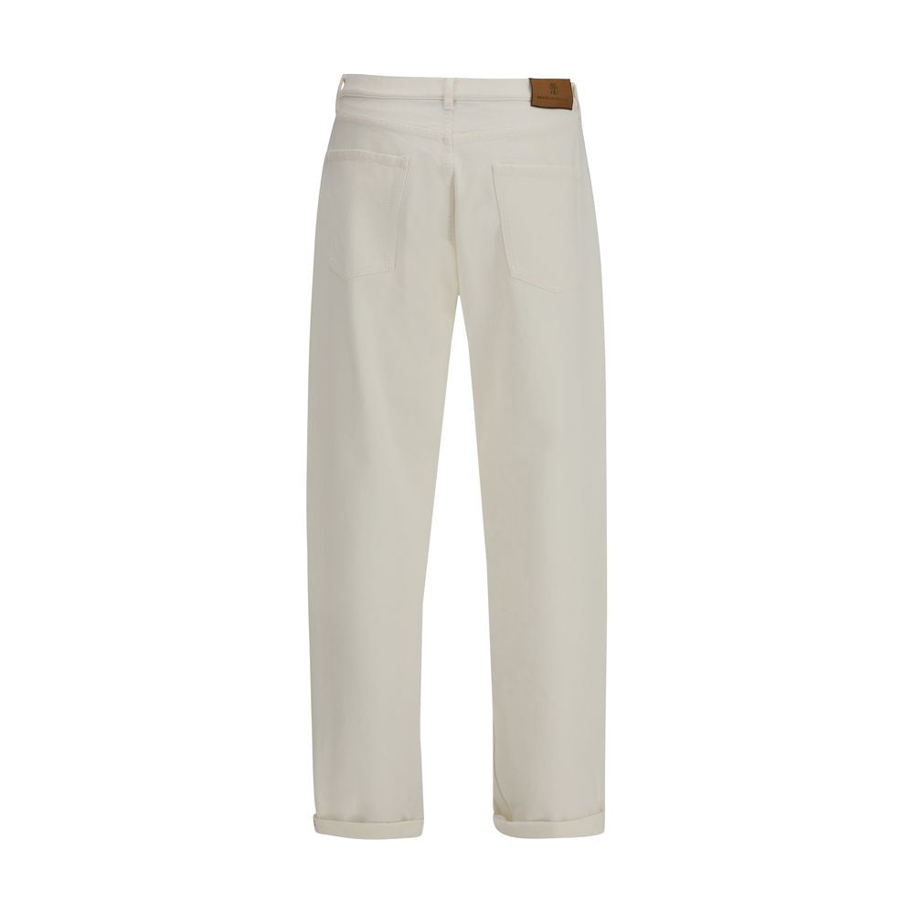 White Cotton Straight-Leg Jeans