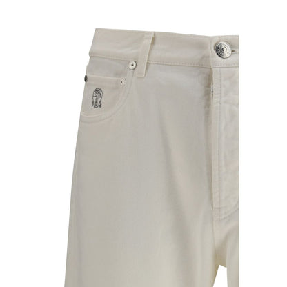 White Cotton Straight-Leg Jeans