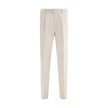 Cream Cotton Casual Pants