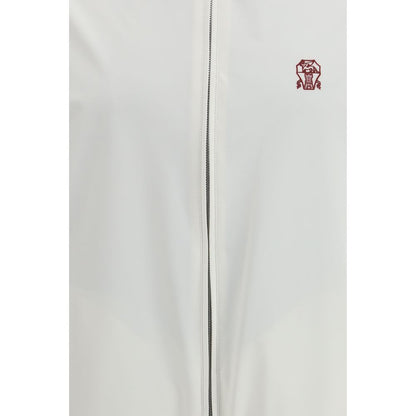 White Polyamide Full-Length Jacket