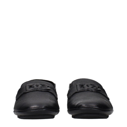 Black Leather Slip-On Loafers