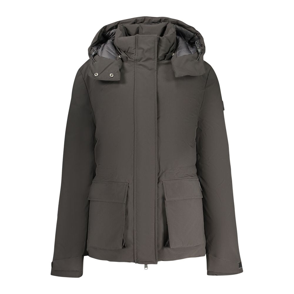 Black Polyester Women's Parka Jacket