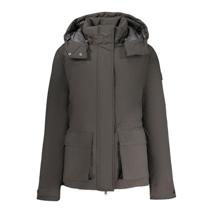 Black Polyester Women's Parka Jacket