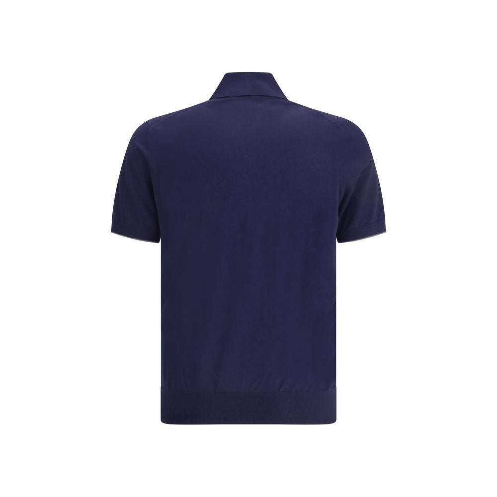 Blue Cotton Polo Shirt