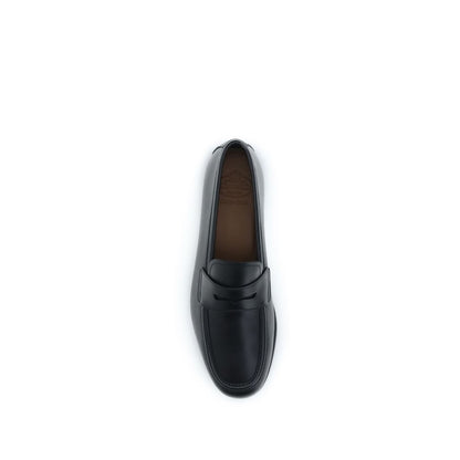 Black Calf Leather Bos Taurus Slip-On Loafers