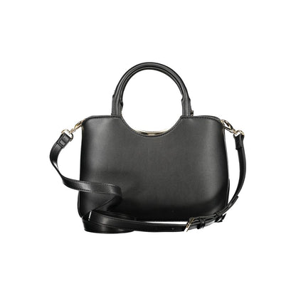 Black Polyurethane Women Handbag