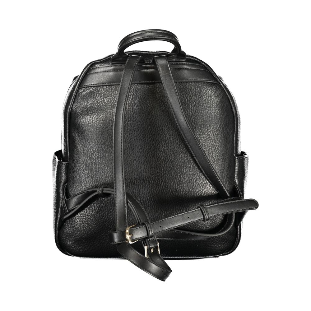 Black Polyurethane Women Backpack