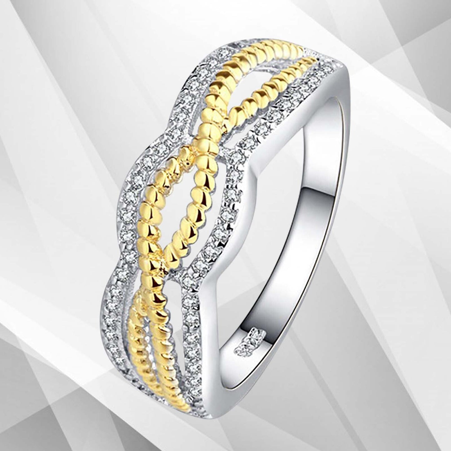 0.35Ct 60 CZ Diamonds Bridal Engagement Band Ring 18Ct Rose And White Gold Over