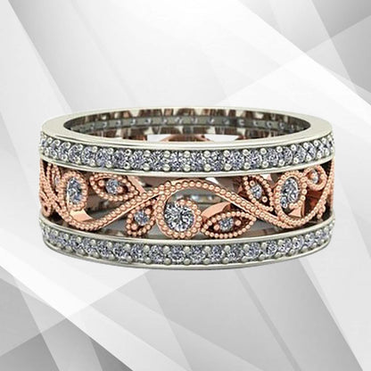 0.35CT 122 CZ Diamonds Two Tone Bridal Band Ring 18Ct Rose And White Gold Over