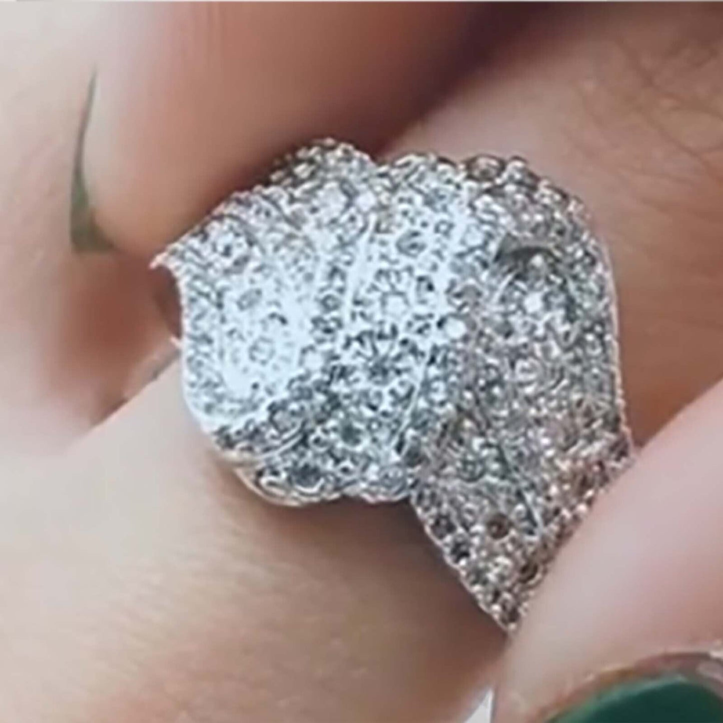 0.35Ct 115 Sparkling CZ Diamonds Bridal Engagement Band Ring 18K White Gold Over