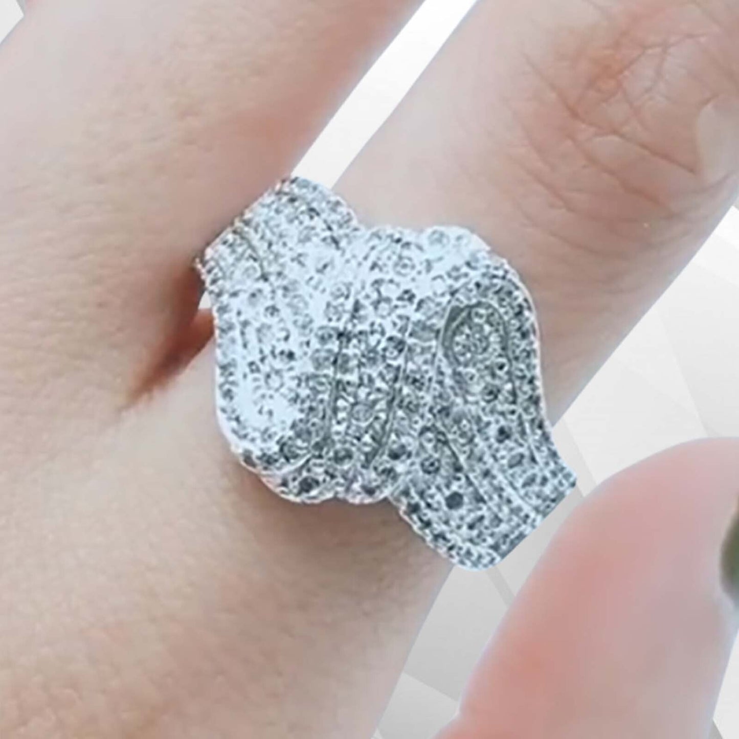 0.35Ct 115 Sparkling CZ Diamonds Bridal Engagement Band Ring 18K White Gold Over