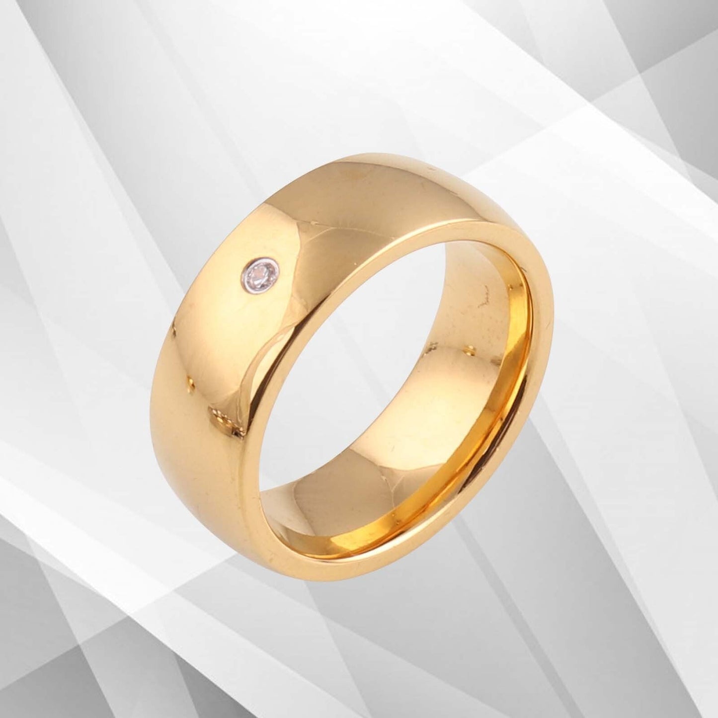 0.35Ct C Z Diamond Sparkling Titanium Engagement Band Ring 18Ct Yellow Gold Over