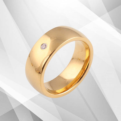 0.35Ct C Z Diamond Sparkling Titanium Engagement Band Ring 18Ct Yellow Gold Over