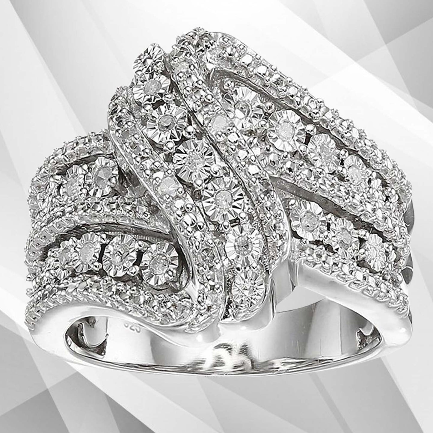 0.35Ct 115 Sparkling CZ Diamonds Bridal Engagement Band Ring 18K White Gold Over, Ring Size Q