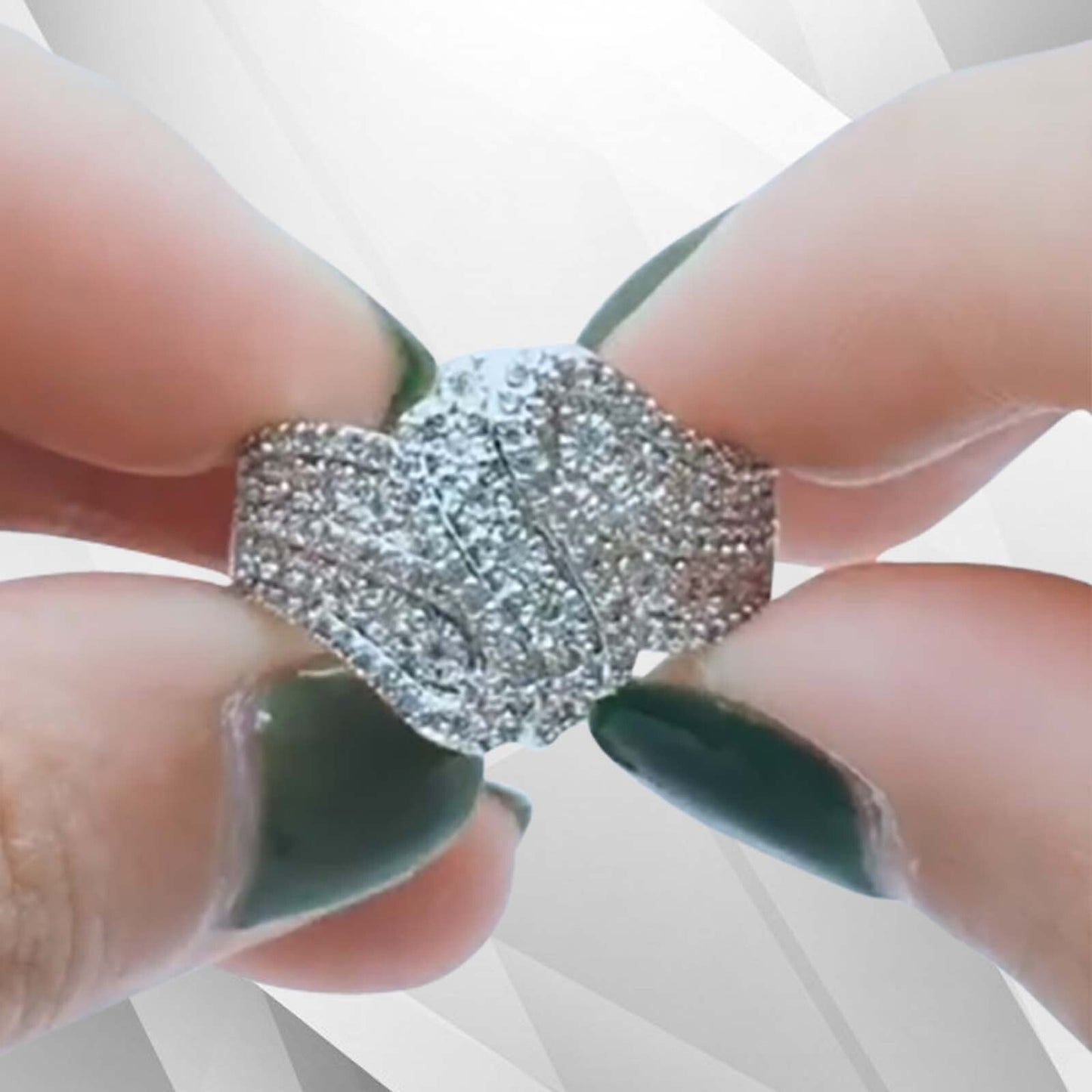 0.35Ct 115 Sparkling CZ Diamonds Bridal Engagement Band Ring 18K White Gold Over, Ring Size Q